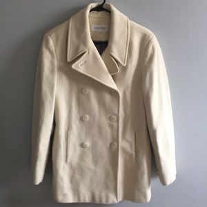 Calvin Klein Cream White Wool Jacket